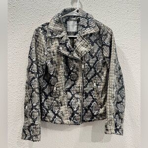 Rino & Pelle Faux Snake Skin Moto Jacket Women’s Size 34